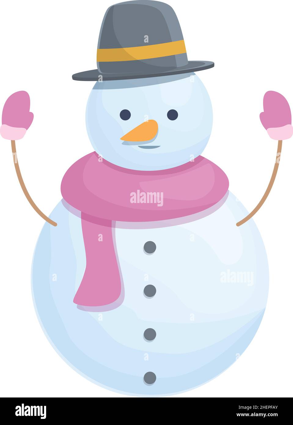 Top Hat snowman icona cartoon vettore. Natale neve. Ghiaccio felice Illustrazione Vettoriale