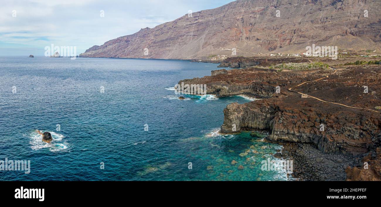 Costa vicino a Las Puntas - El Hierro (Isole Canarie) Foto Stock