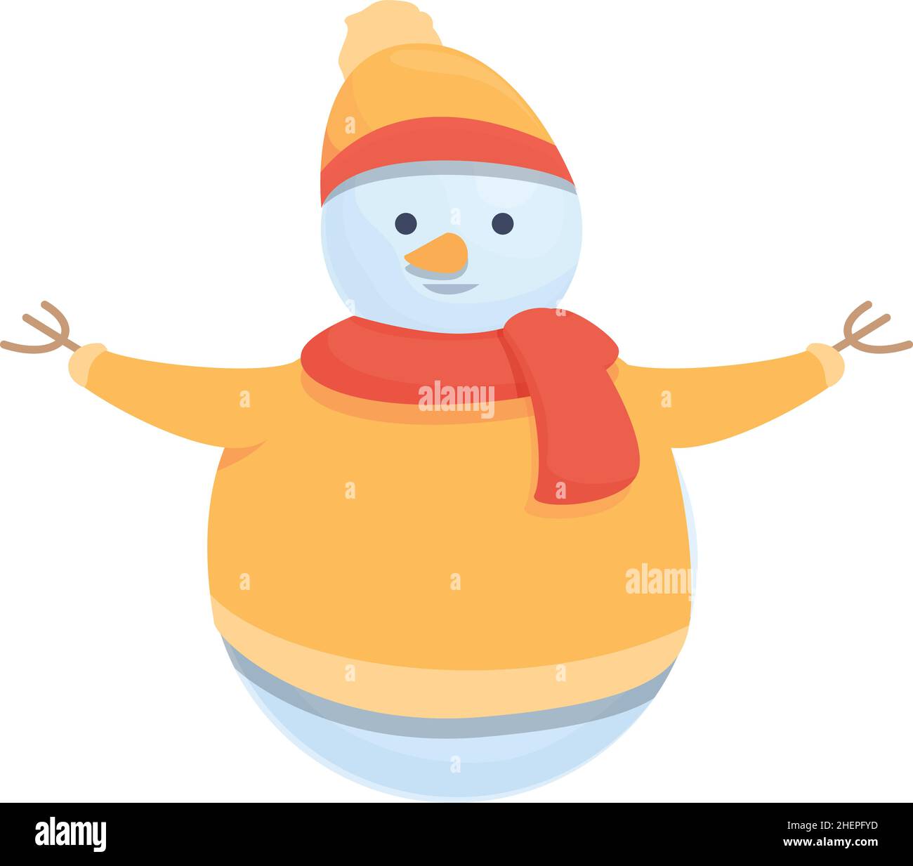 Snowman con abbigliamento icona cartoon vettore. Uomo d'inverno. Sciarpa felice Illustrazione Vettoriale