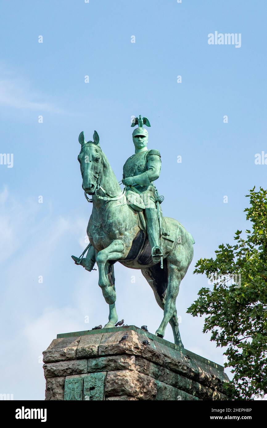 Wilhelm II statua del cavallo a Colonia al ponte, Germania , 2017 Foto Stock