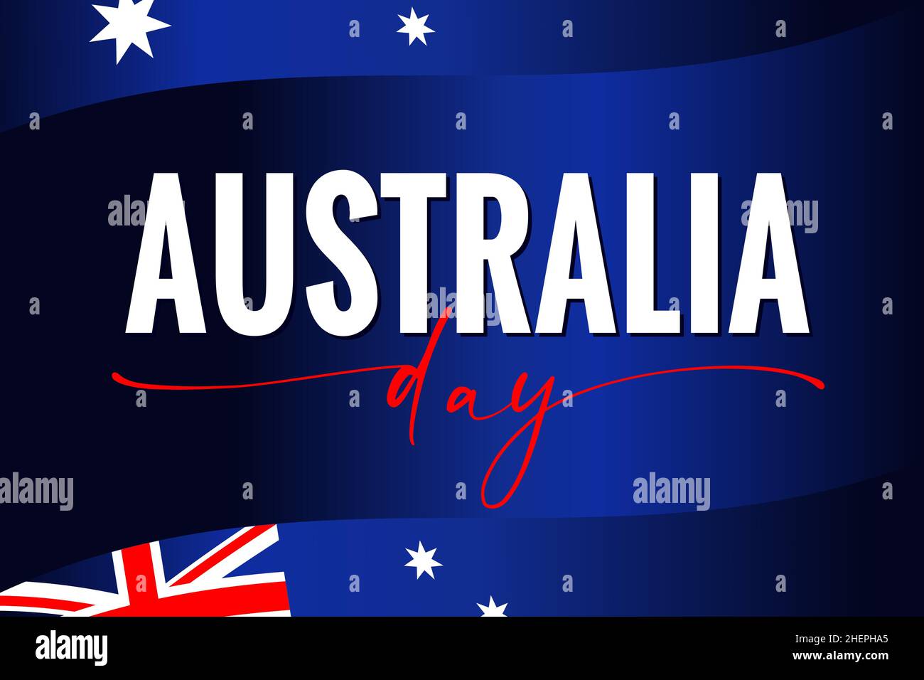 Bandiere del giorno e poster delle lettere dell'Australia. Banner per le festività australiane con bandiera e testo. Illustrazione vettoriale Illustrazione Vettoriale