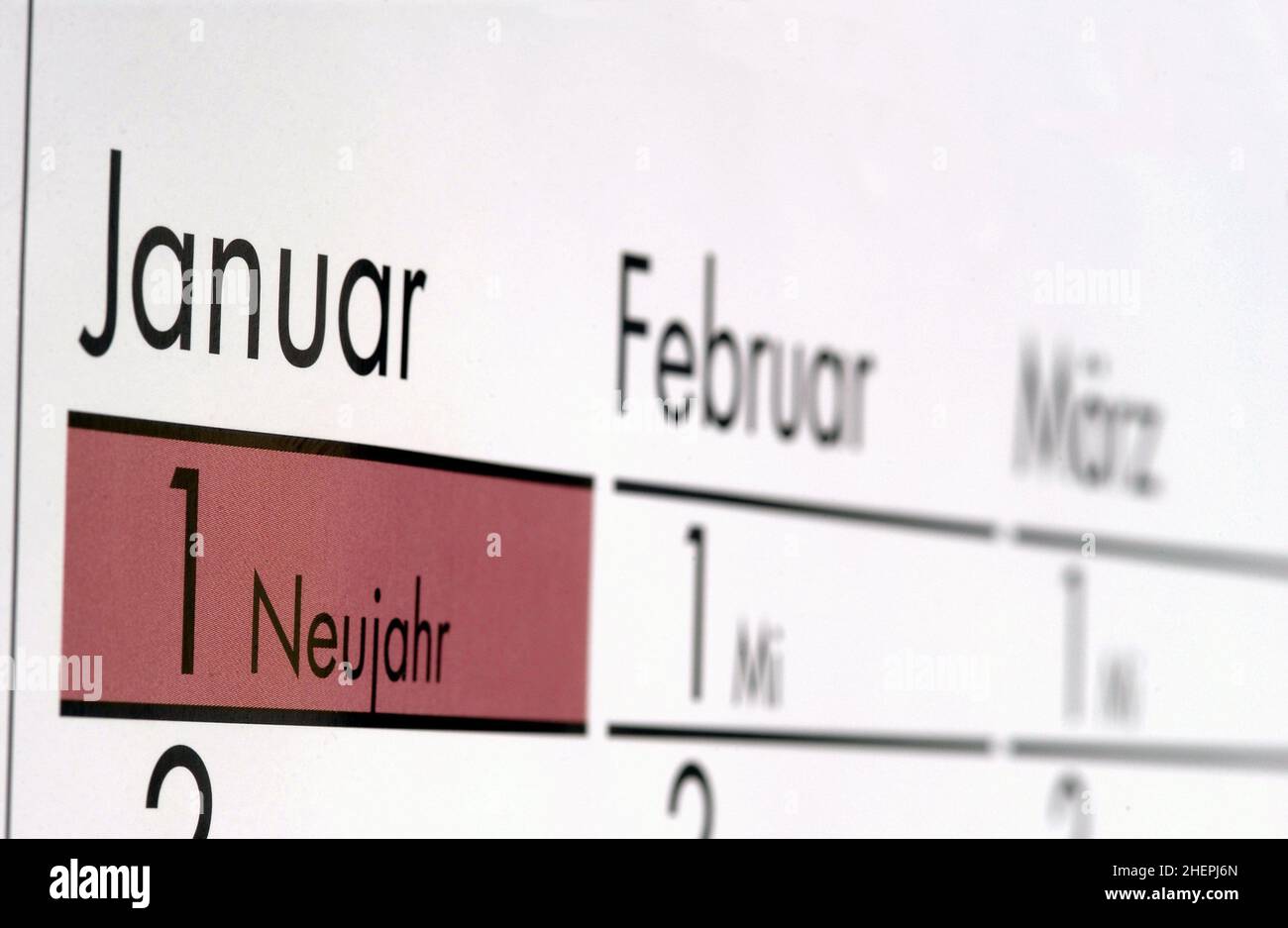 Calendario con Capodanno, Germania Foto Stock