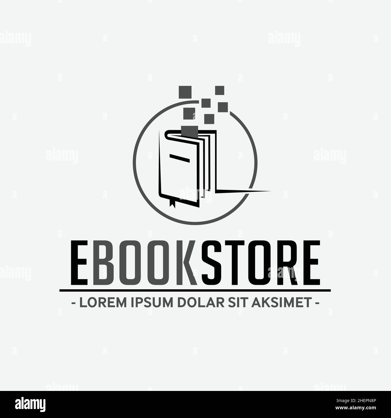 Logo e-Book Store. Emblema vettoriale del Book Shop. E-book vettore e illustrazione. Illustrazione Vettoriale