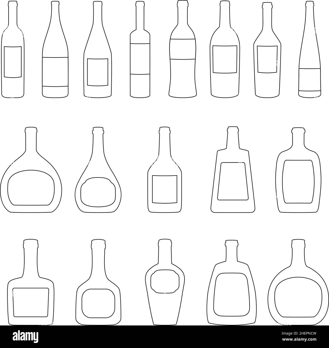 Set di flaconi con etichette, illustrazione vettoriale Illustrazione Vettoriale