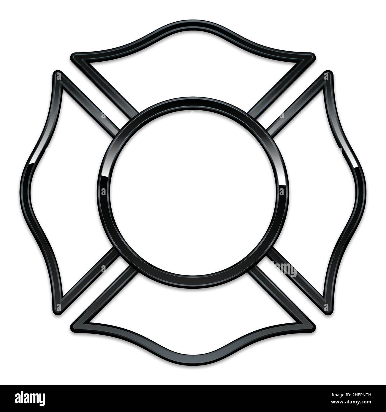 bianco fire department logo base nero cromo elemento di rivestimento vettore isolato su sfondo bianco Illustrazione Vettoriale