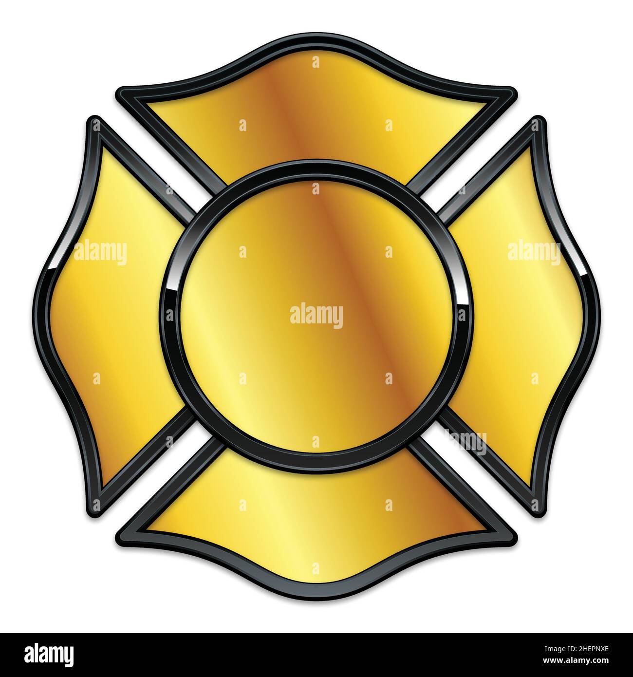 nero vigili del fuoco rescue logo base oro con bordo nero vettore isolato su sfondo bianco Illustrazione Vettoriale