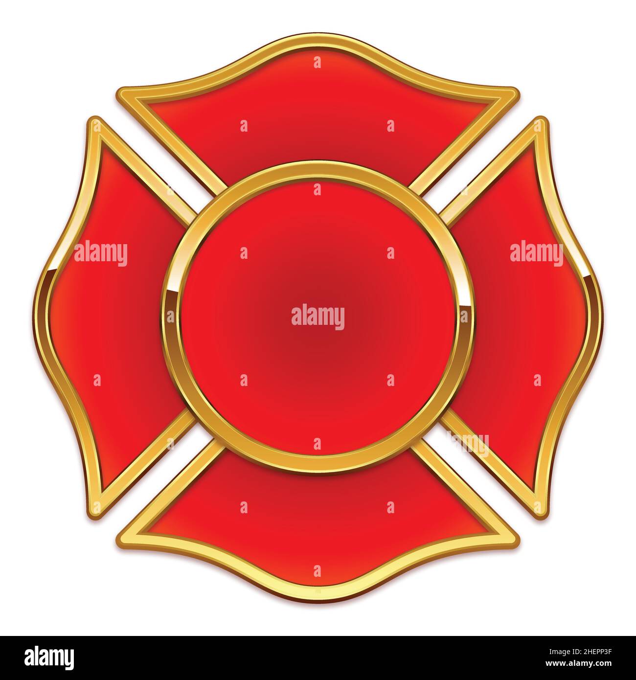 Nero Fire Department Logo base rosso con rivestimento in cromo oro vettore isolato su sfondo bianco Illustrazione Vettoriale