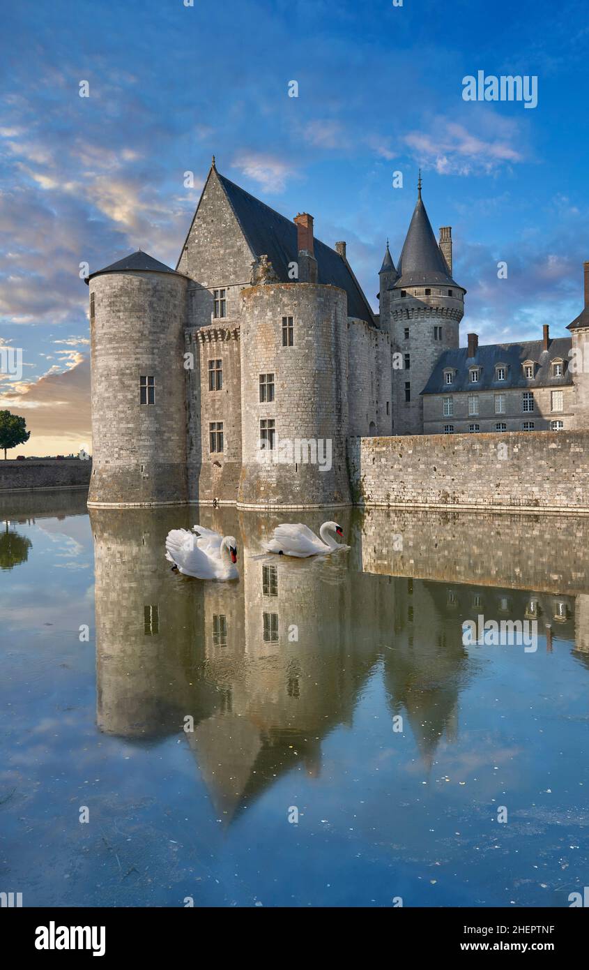 Il Château de Sully-sur-Loire (1560-1641), e il suo fossato. Sully-sur-Loire, Centre-Val de Loire, Francia. Il Château era la sede del duca di Sully, Foto Stock