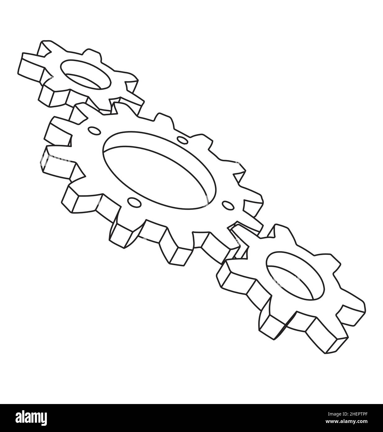 3d tre ingranaggi di meshing icona logo vettore linearit isolato su sfondo bianco Illustrazione Vettoriale