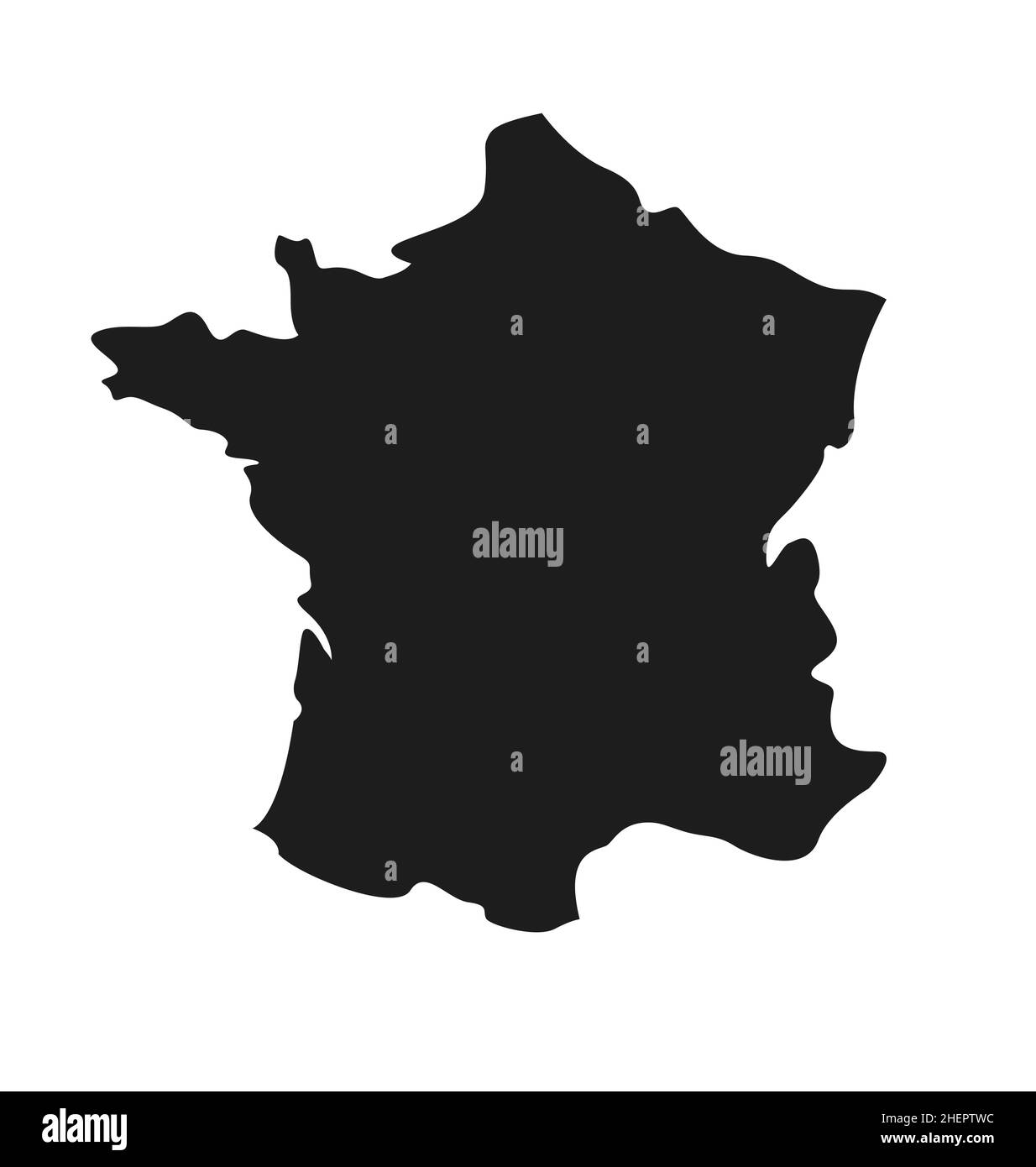 La mappa della Francia semplifica la silhouette vettoriale isolato su sfondo bianco Illustrazione Vettoriale