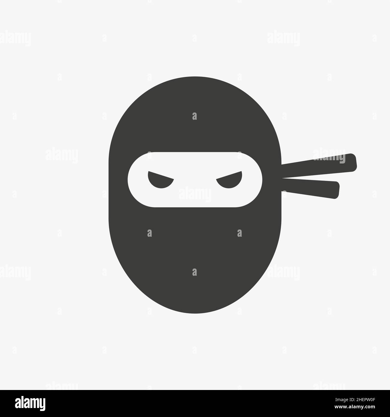 Icona del vettore guerriero Ninja. Logo testa Ninja. Illustrazione Vettoriale