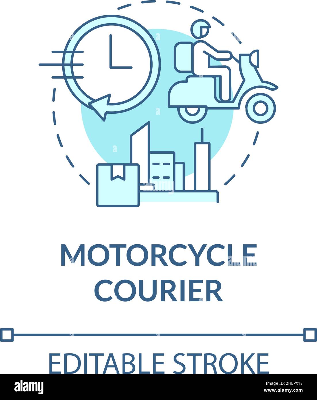 Icona del concetto di turchese del corriere del motociclo Illustrazione Vettoriale