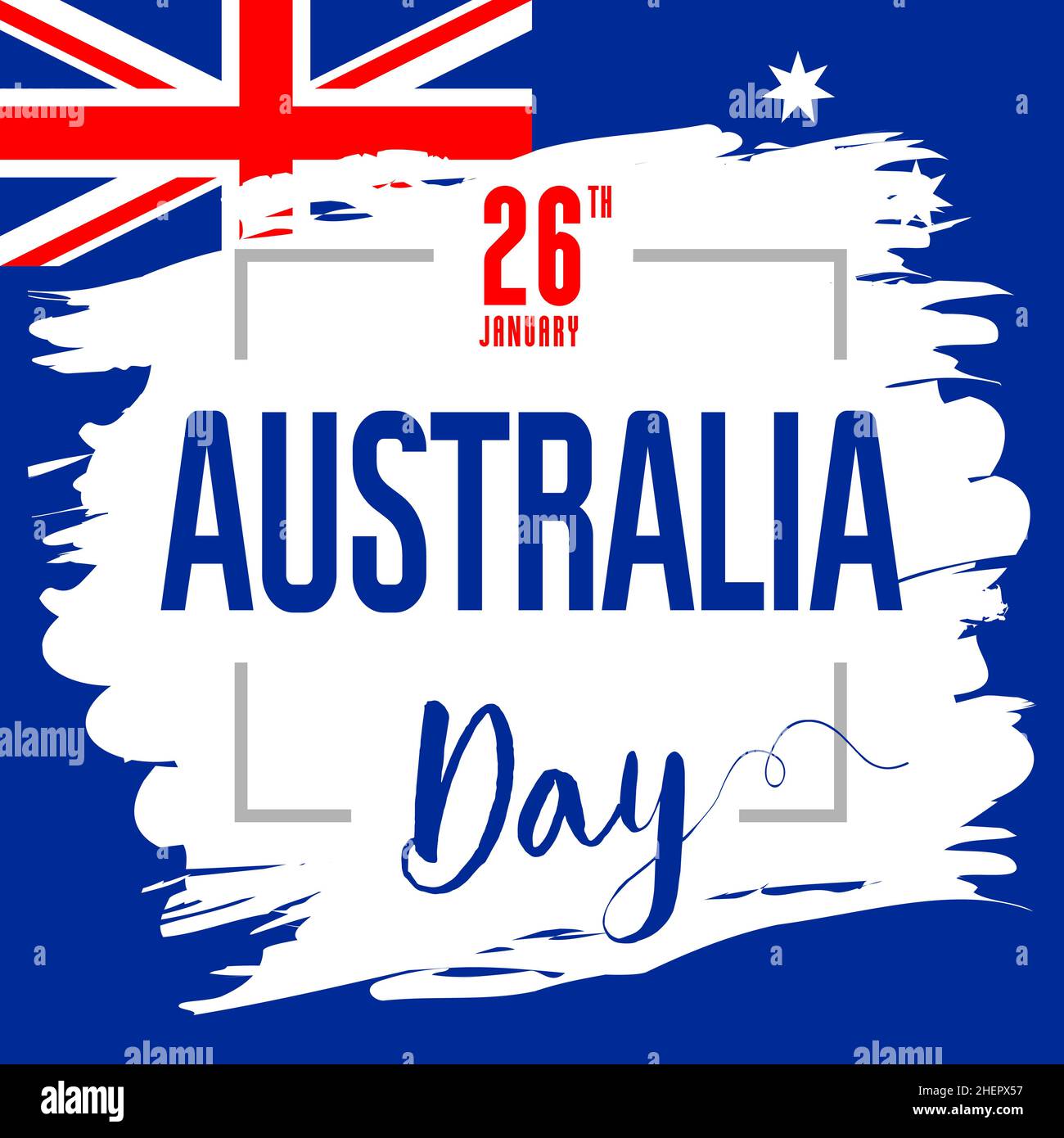 Biglietto giornaliero per l'Australia con sfondo di vernice a pennello. Banner per le festività australiane con bandiera e testo. Illustrazione vettoriale Illustrazione Vettoriale