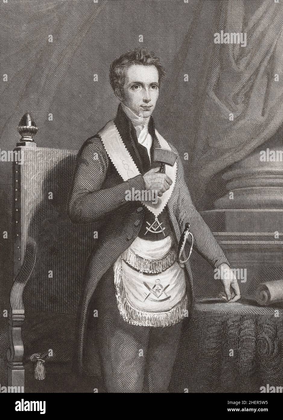 Principe Federico dei Paesi Bassi, 1797-1881, come Gran Maestro di Fremasoni nel 1817. Fu fatto Gran Maestro dell'Ordine dei Fremasoni nel 1816 e rimase fino al 1881. Dopo un lavoro di Johannes Philippus Lange Foto Stock