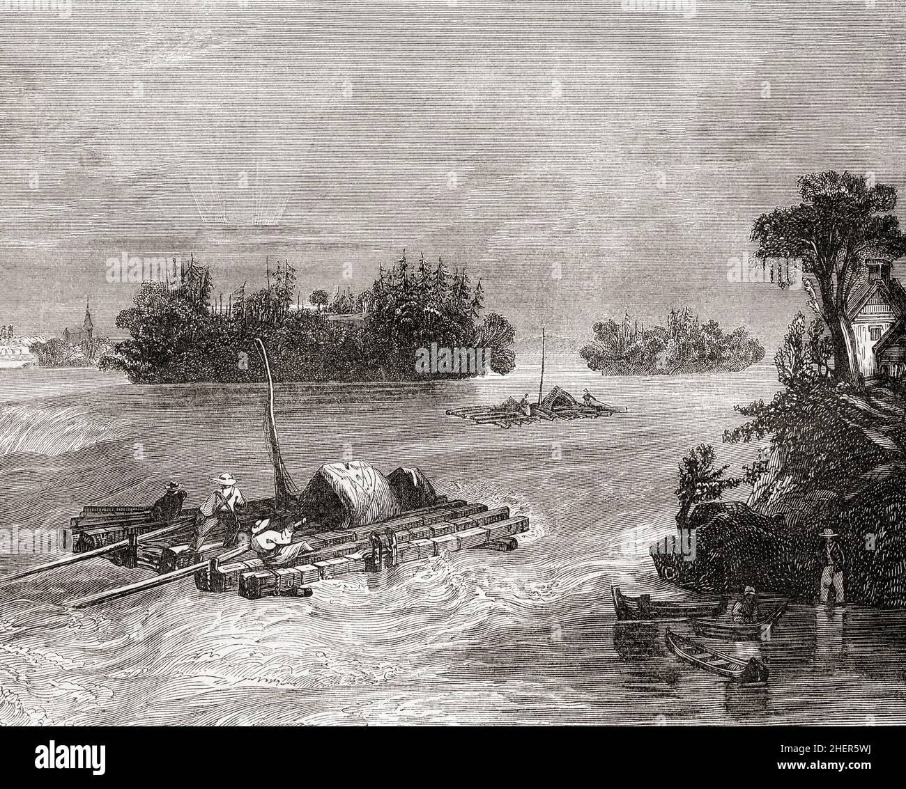 Vista sul fiume Ohio, Nord America, 19th secolo. Dalla storia illustrata dell'Inghilterra di Cassell, pubblicato c.1890. Foto Stock