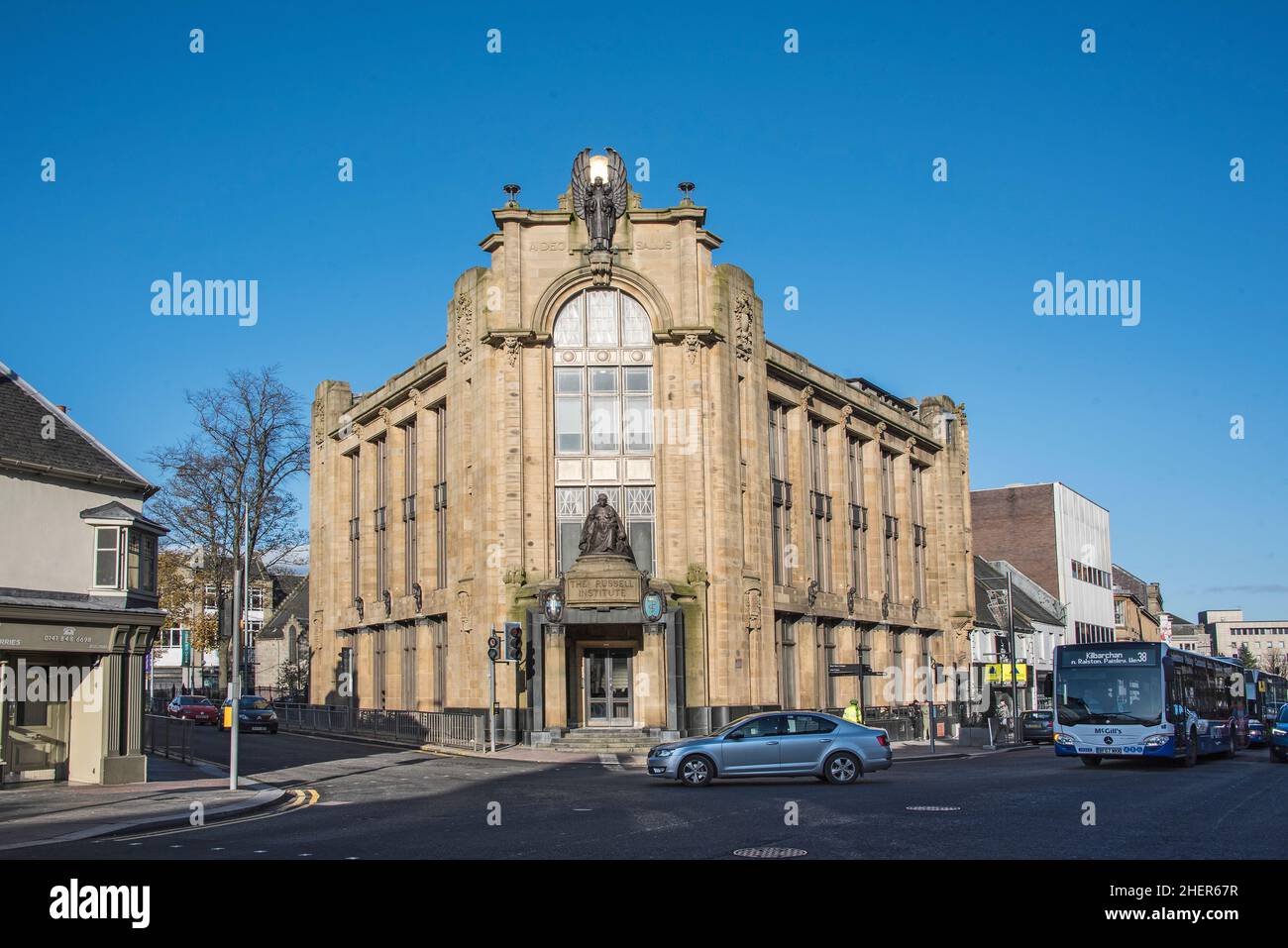 Architettura dell'edificio Russell Institue a Causeyside, Paisley Scozia Foto Stock