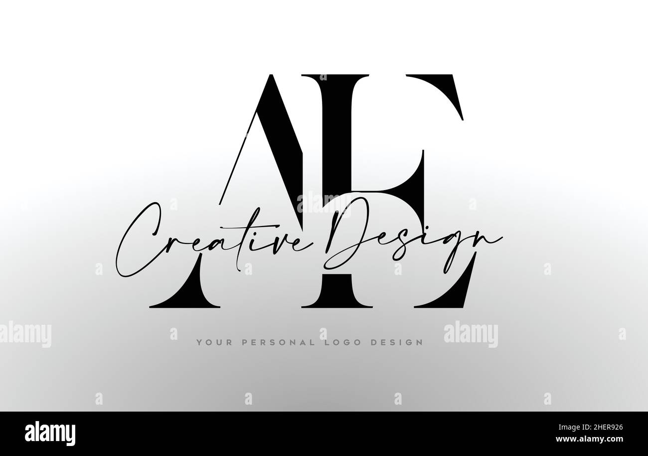 AE Letter Logo Design con carattere Serif. AE Icon logo con united Creative Lettering minimal Vector Illustration Illustrazione Vettoriale