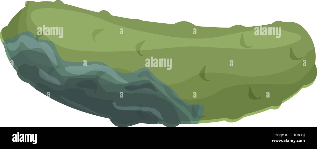 Vettore cartoon icona cetriolo contaminato. Batteri alimentari. Sprechi vegetali Illustrazione Vettoriale
