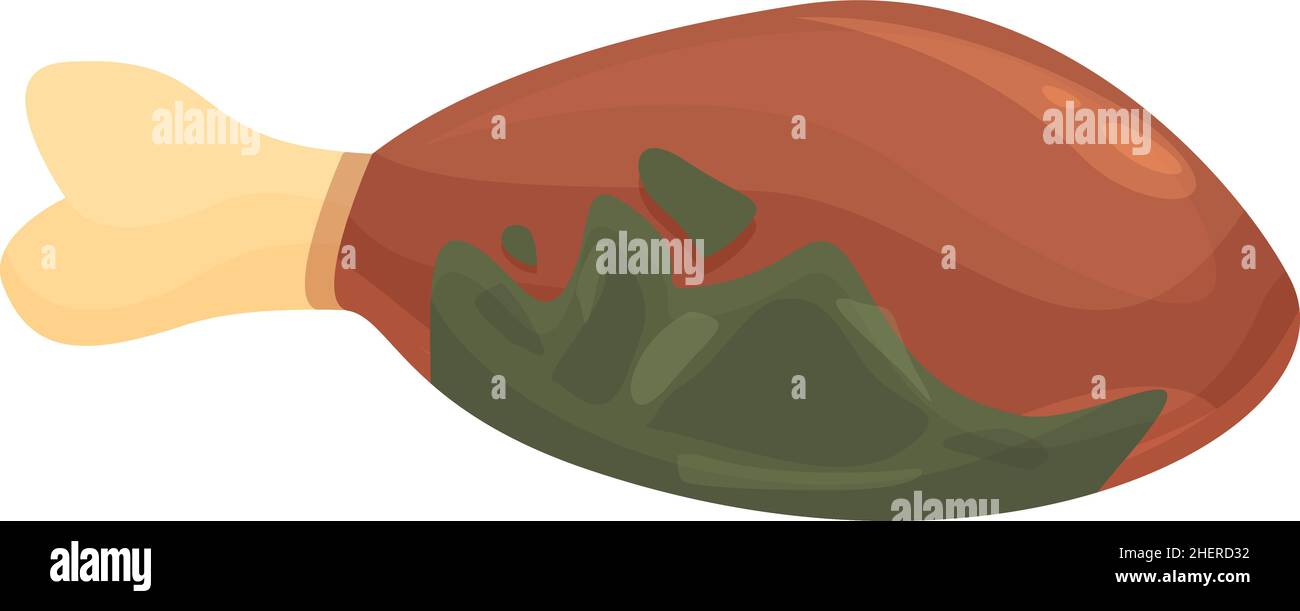 Vettore cartoon icona carne contaminata. Batteri alimentari. Bistecca di microbo Illustrazione Vettoriale