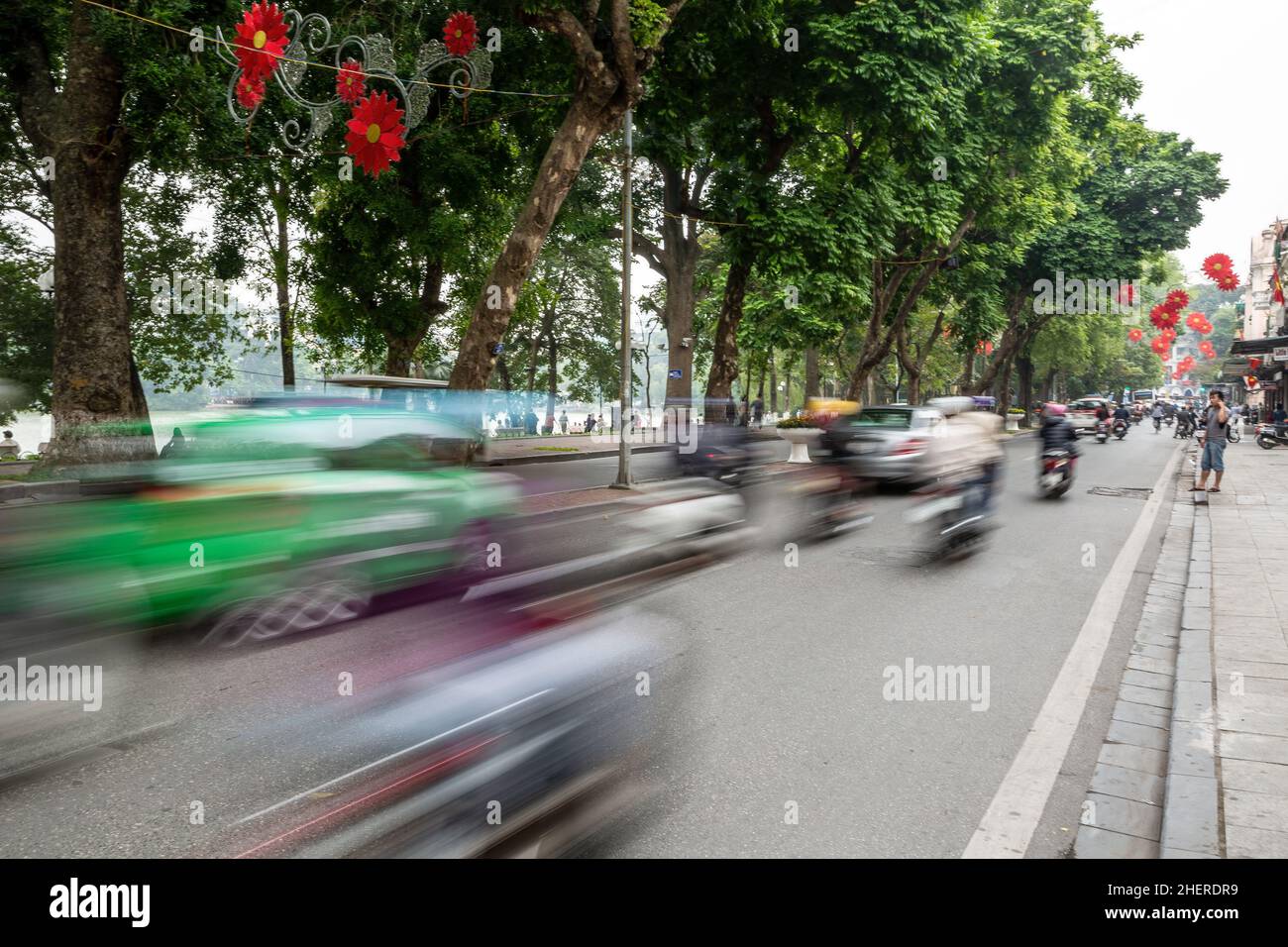 Traffico intenso, Hanoi, Vietnam Foto Stock