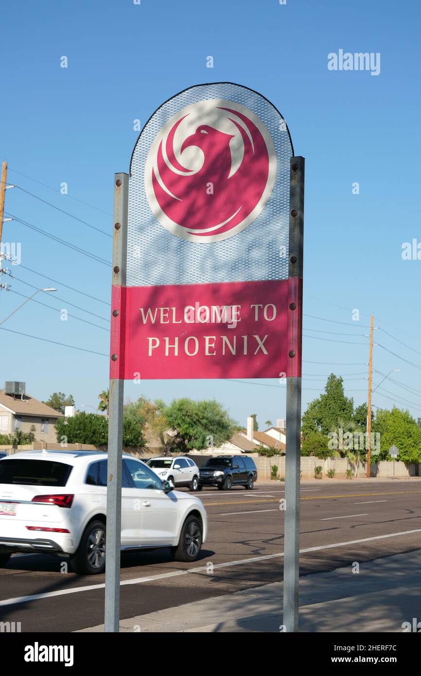 Benvenuto a Phoenix segno Foto Stock