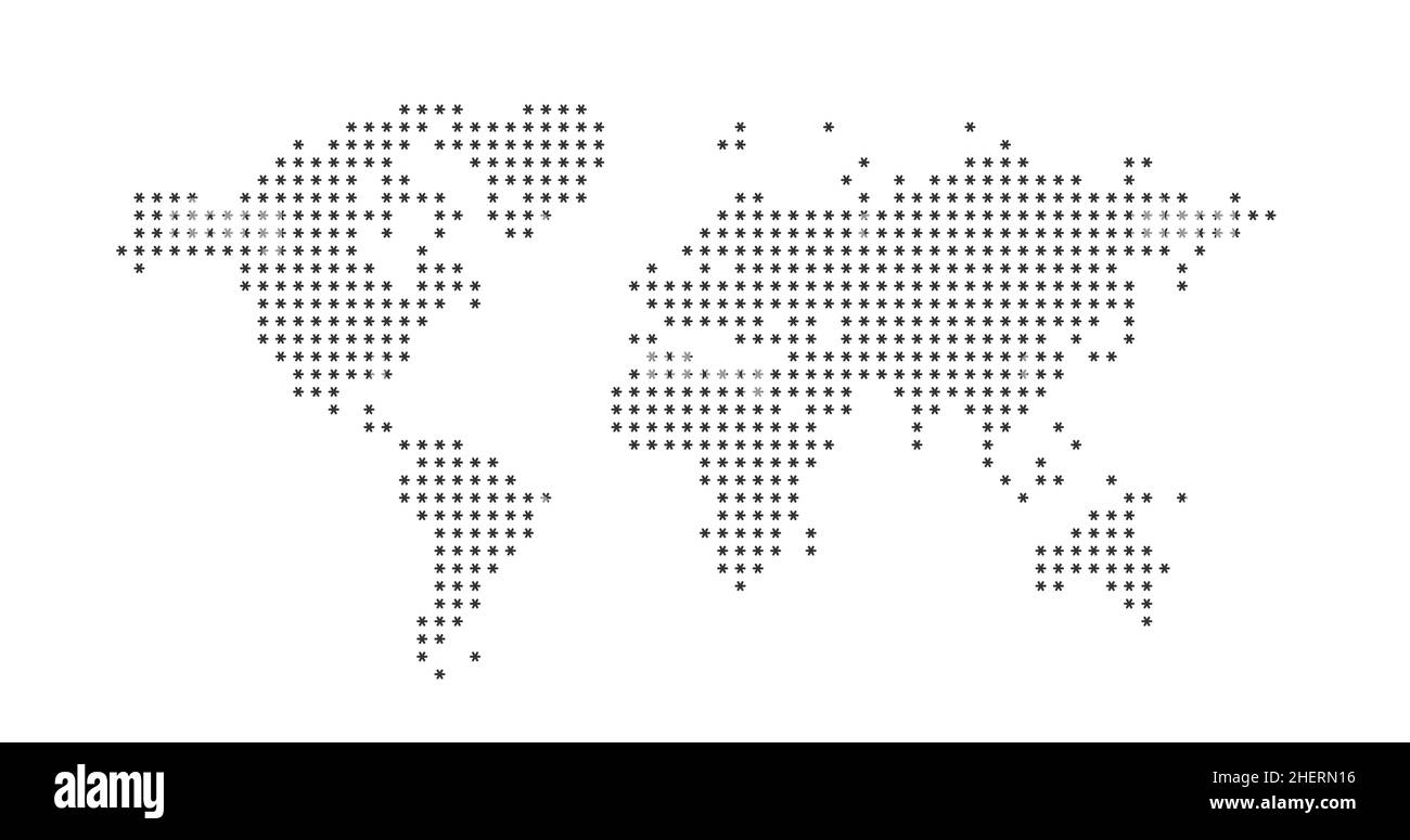 Stelle punteggiate astratto mappa del mondo. Illustrazione del vettore di scorta isolata Illustrazione Vettoriale