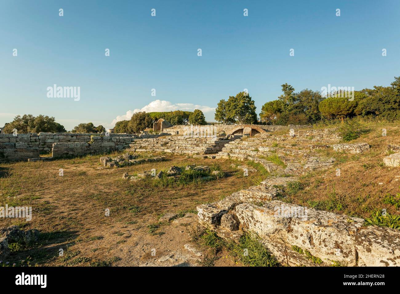 Comizio, Comizio, Paestum Sito Archeologico, Unesco sito Heritahe, Parco Nazionale del Cilento, Salerno, Campania, Italia, UE Foto Stock