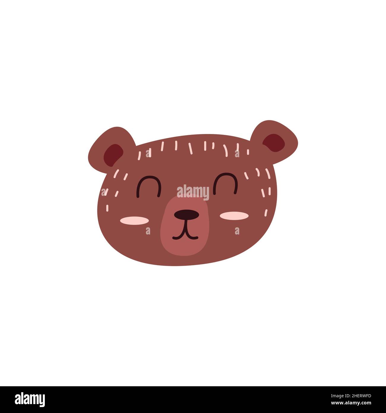 Orso carino. Disegno a mano a vettore isolato colorato. Animale selvatico. Carta per bambini. Icona clip art Illustrazione Vettoriale