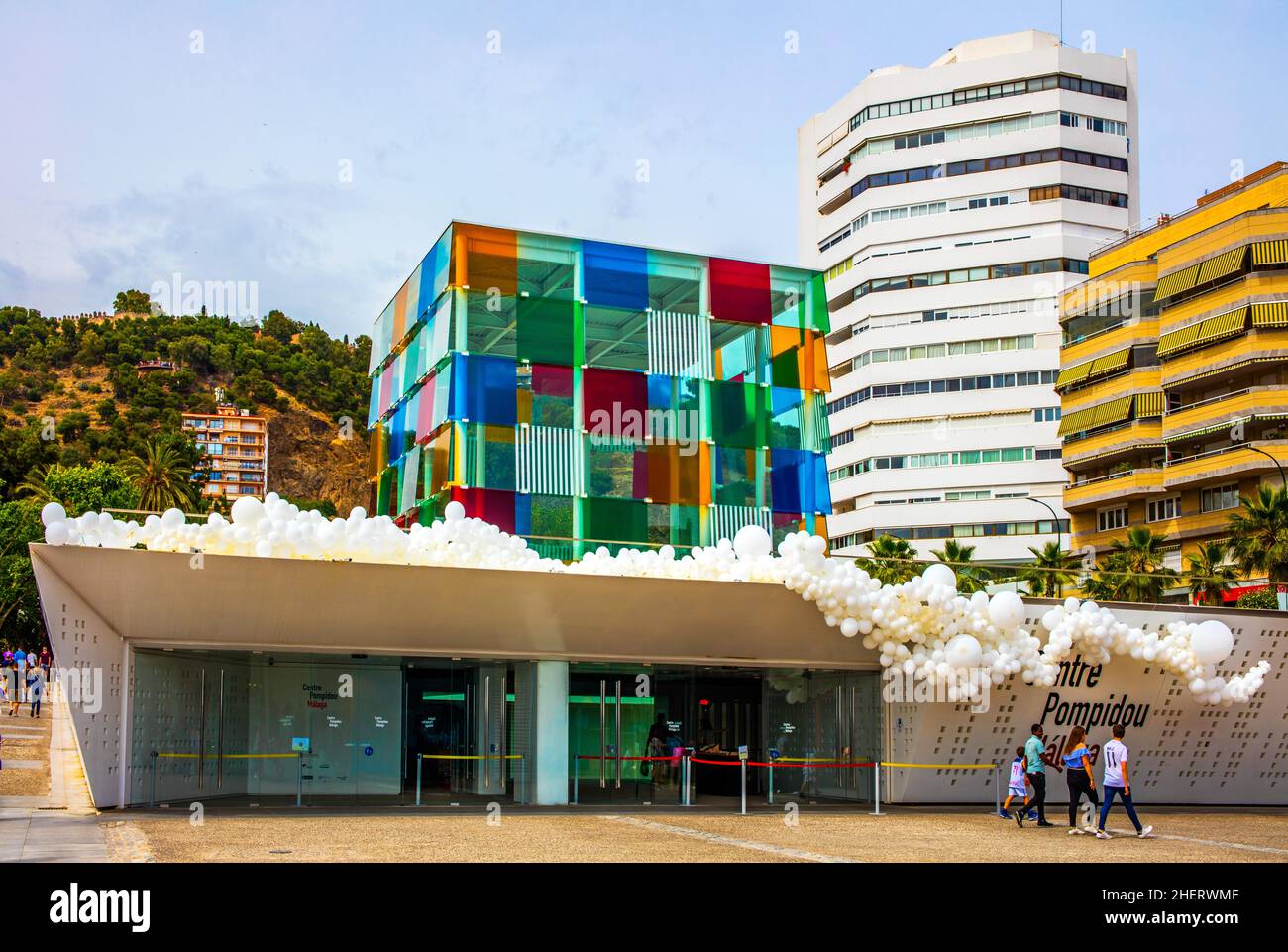 Centro Pompidou presso il porto turistico. Malaga, Malaga, Andalusia, Spagna Foto Stock