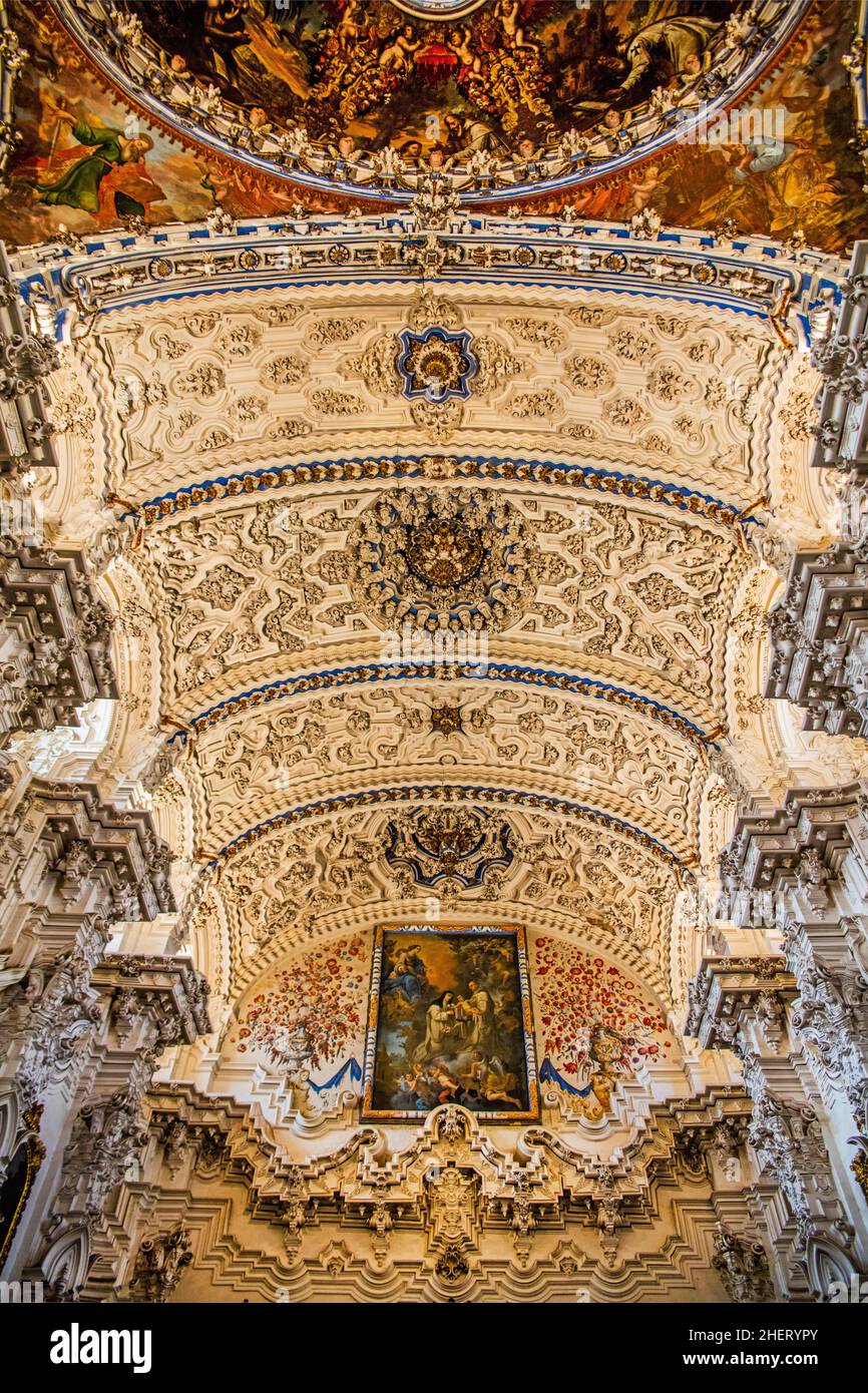 Pittura a soffitto, Sagrestia, Certosa la Cartuja, clou del barocco in Andalusia, Granada, Granada, Andalusia, Spagna Foto Stock