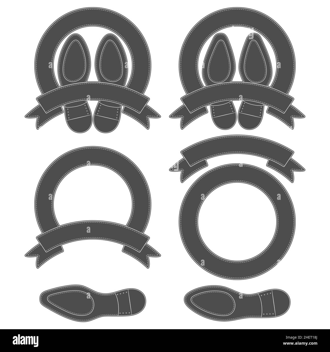 Set di illustrazioni con suole per calzature. Oggetti vettoriali isolati su sfondo bianco. Illustrazione Vettoriale