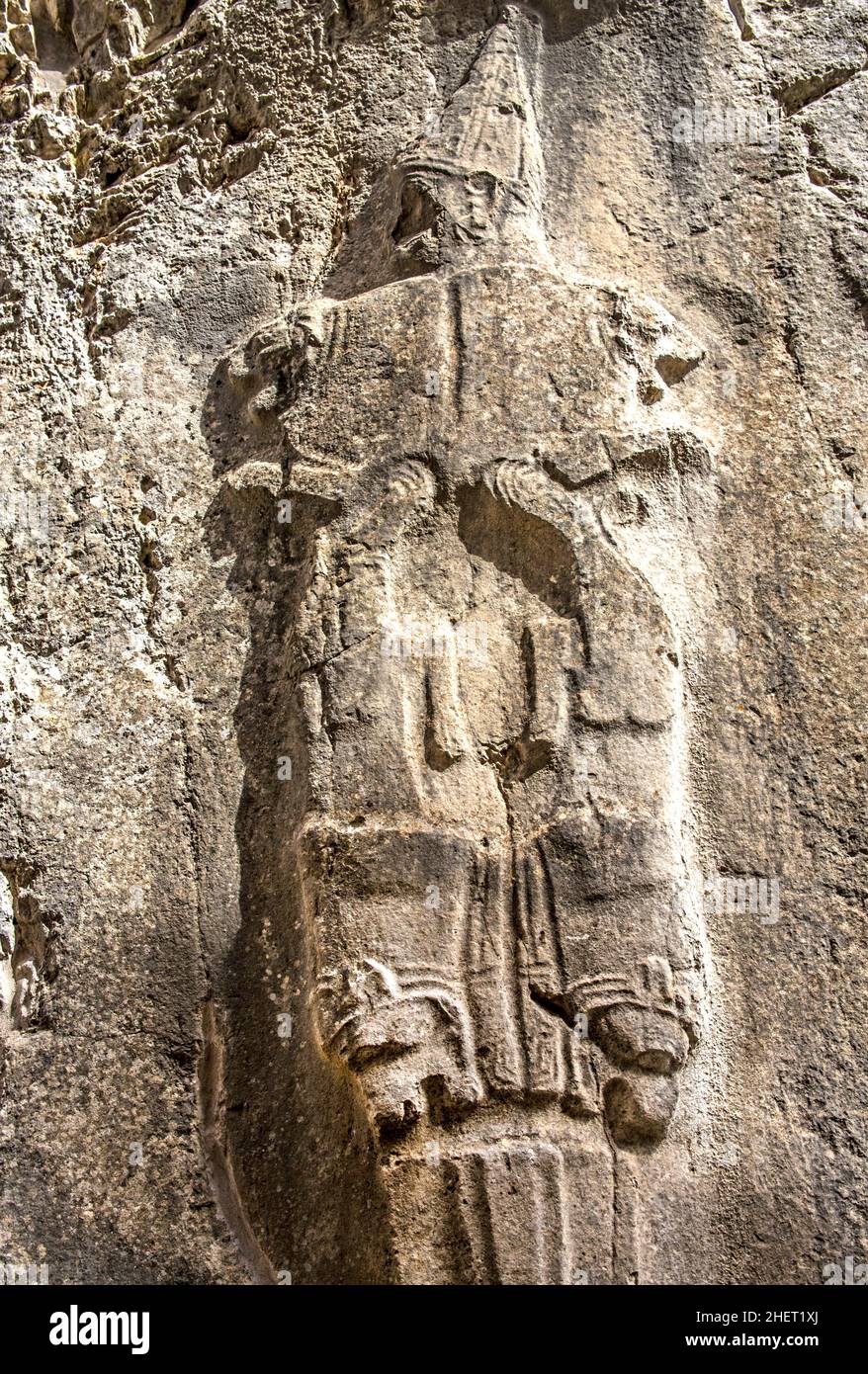 Nergal, dio del mondo sotterraneo, Yazilikaya, santuario di roccia degli Hittiti, Turchia, Yazilikaya, Turchia Foto Stock