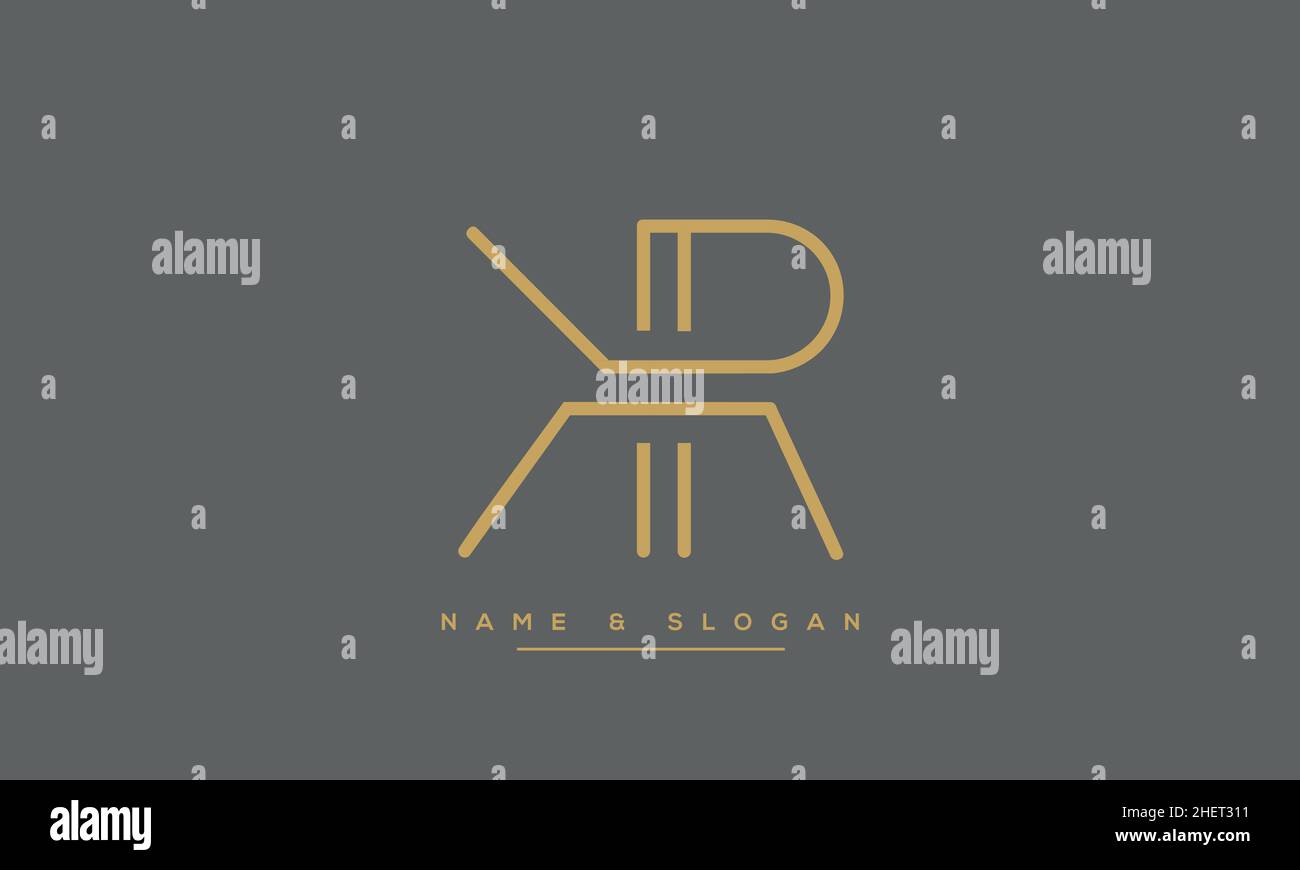 Modello monogramma con logo minimal KR, RK, K, R. Illustrazione Vettoriale