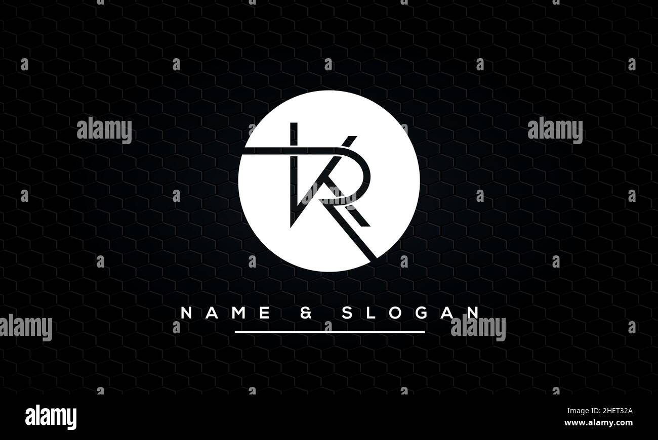 Modello monogramma con logo minimal KR, RK, K, R. Illustrazione Vettoriale