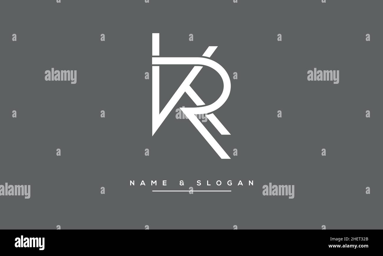 Modello monogramma con logo minimal KR, RK, K, R. Illustrazione Vettoriale