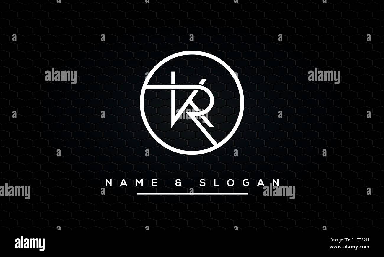 Modello monogramma con logo minimal KR, RK, K, R. Illustrazione Vettoriale