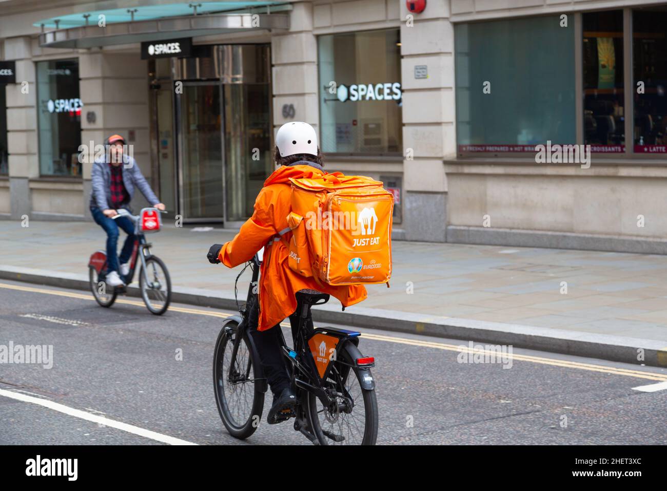 Just eat rider, conducente di consegna, ciclista, londra, regno unito Foto Stock
