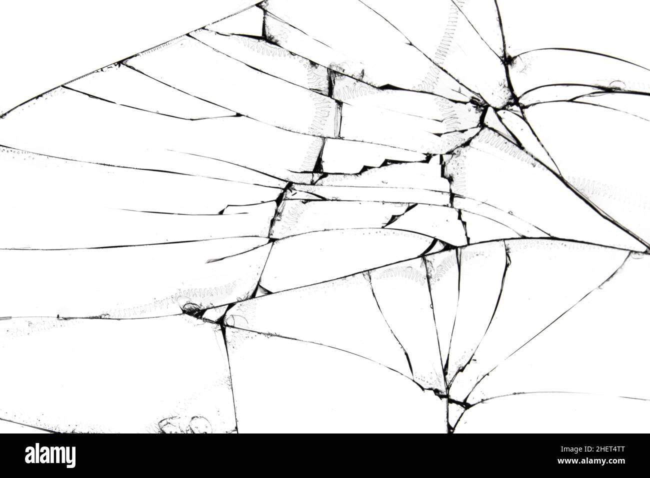 L'effetto di rottura dello smartphone con schermo in vetro, incrinato su sfondo bianco. Foto Stock