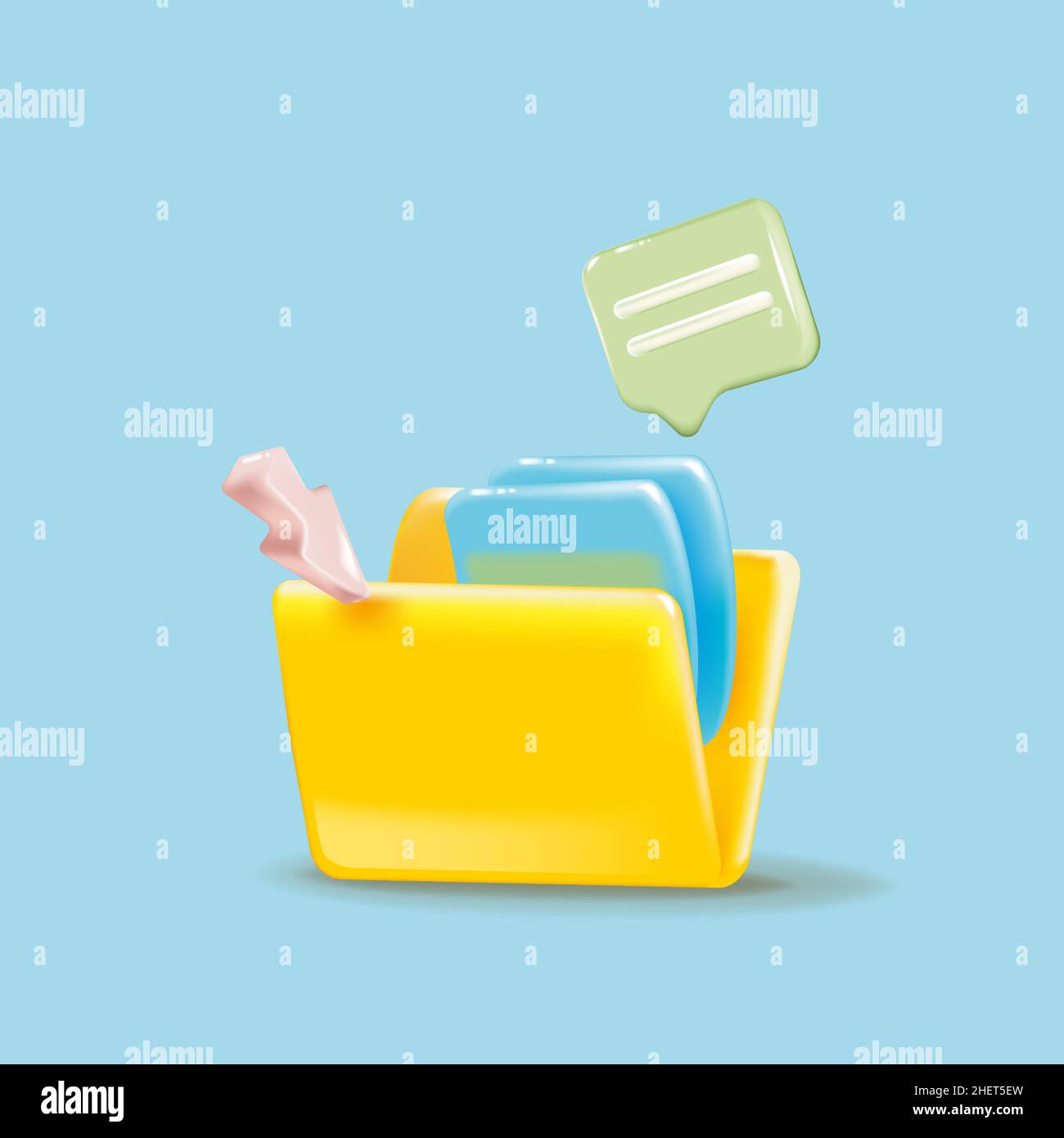 Icona di cartella aziendale, documento, file realistico 3D. Illustrazione vettoriale Illustrazione Vettoriale