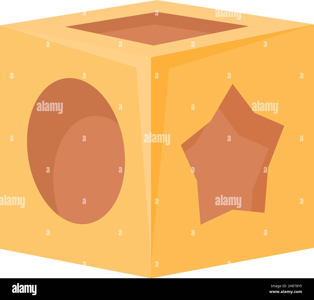 Cubo di legno icona vettore cartoon. Blocca il giocattolo. Casella ABC Illustrazione Vettoriale