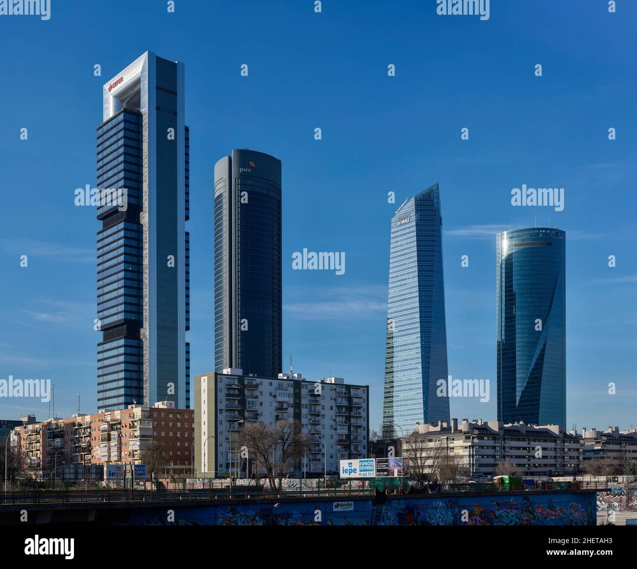 Area business Cuatro Torres. Nuove quattro Torri nello skyline di Madrid. Madrid. Spagna. Foto Stock