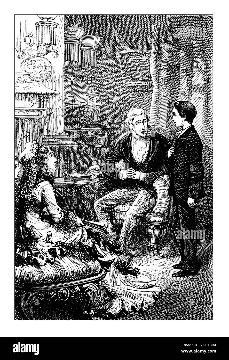 Genitori e figli vittoriani, illusione a 1879 linee, frontespizio delle regole di Harry Foster di Henry H B. Paull, libro per bambini vittoriano Foto Stock