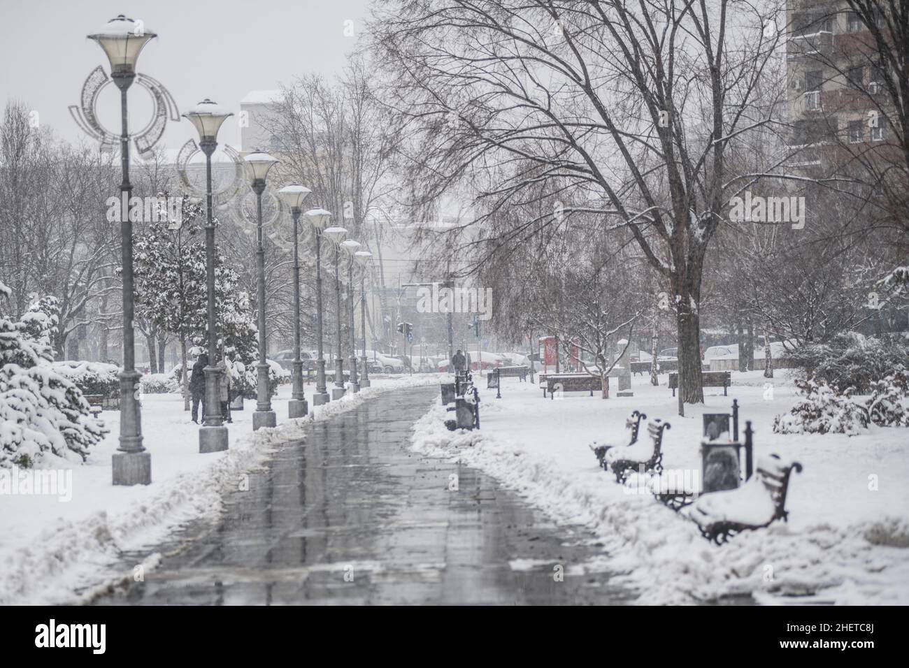 Inverno in Serbia: Parco di Saint Sava, Belgrado Foto Stock