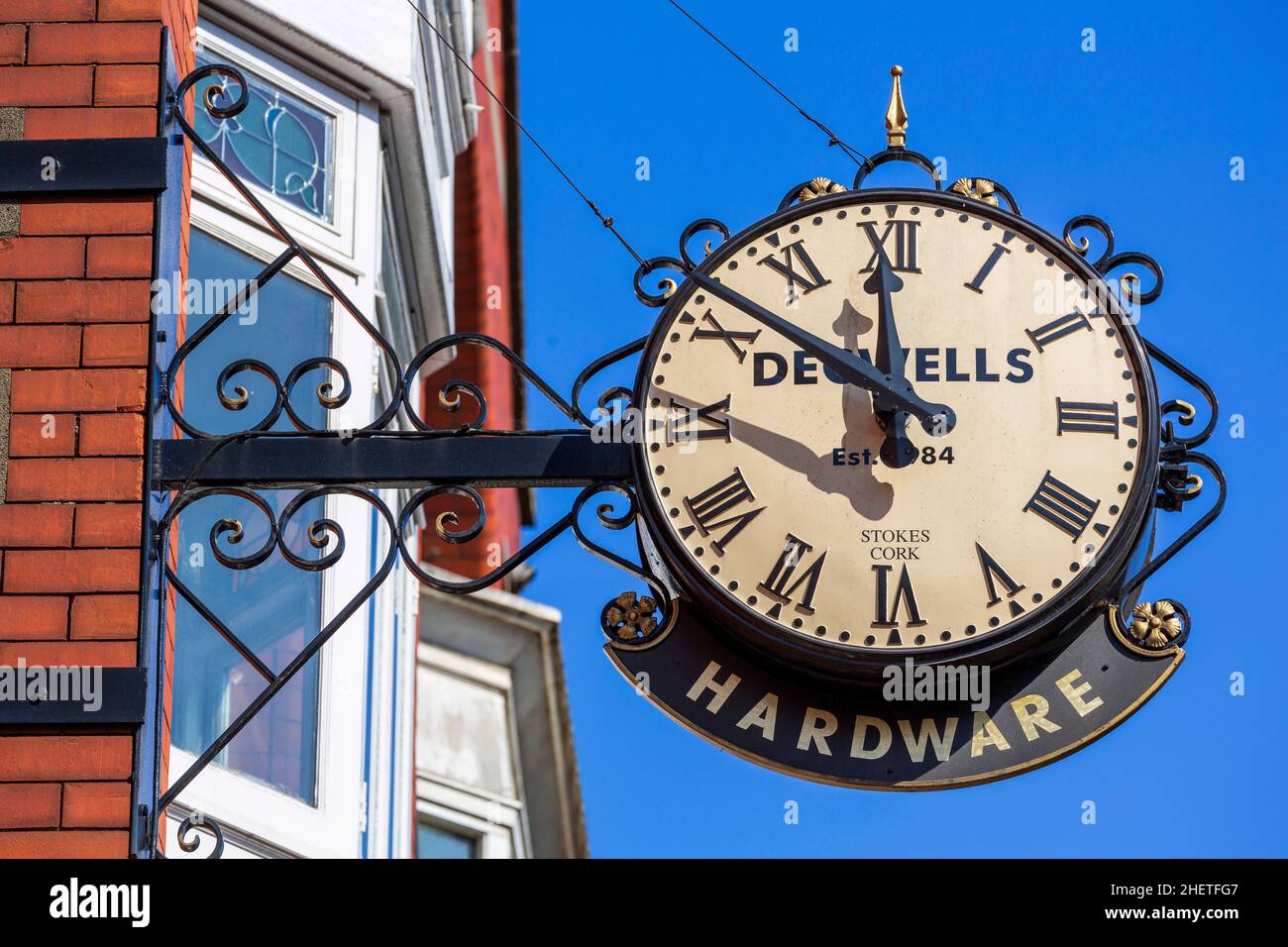 Clock, George Street Great South, Dublin City, County Dublin, Irlanda Foto Stock