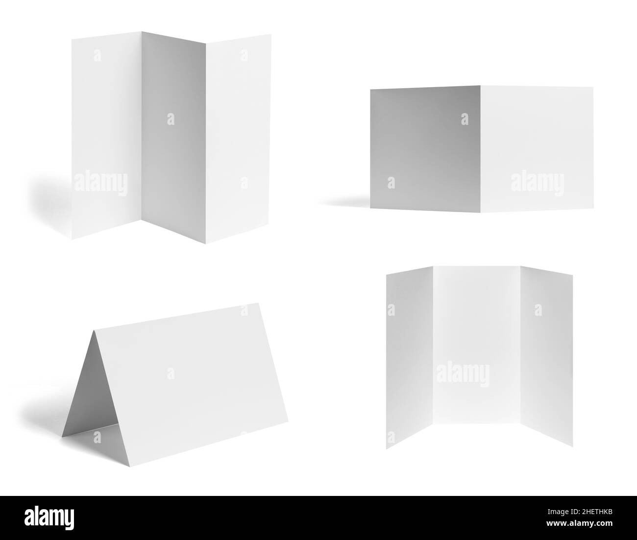 volantino piegato bianco foglio bianco modello libro calendario desktop Foto Stock