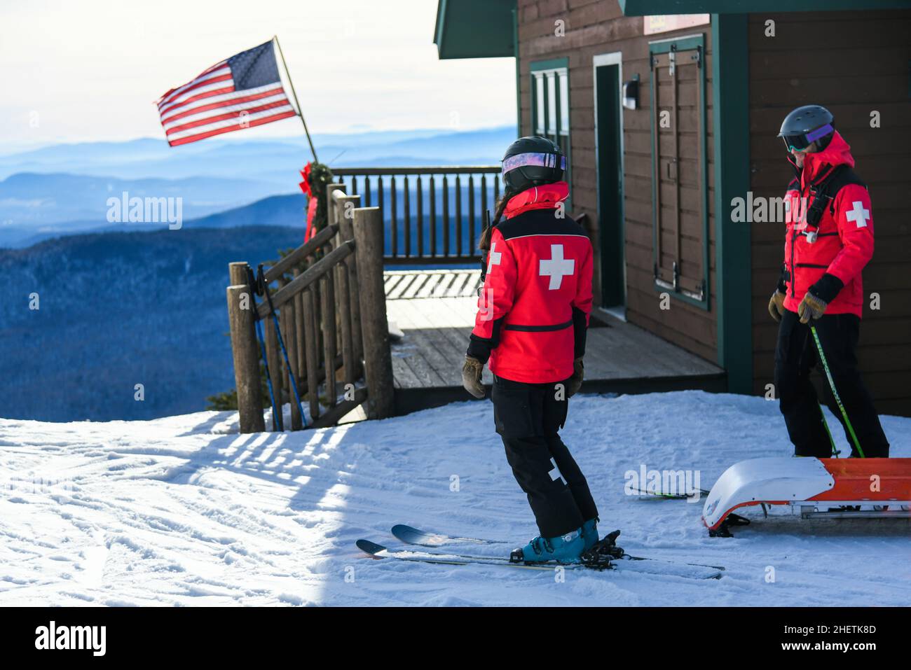 Mount Mansfield Ski Patrol Stowe Mountain Resort, Vermont. Foto Stock