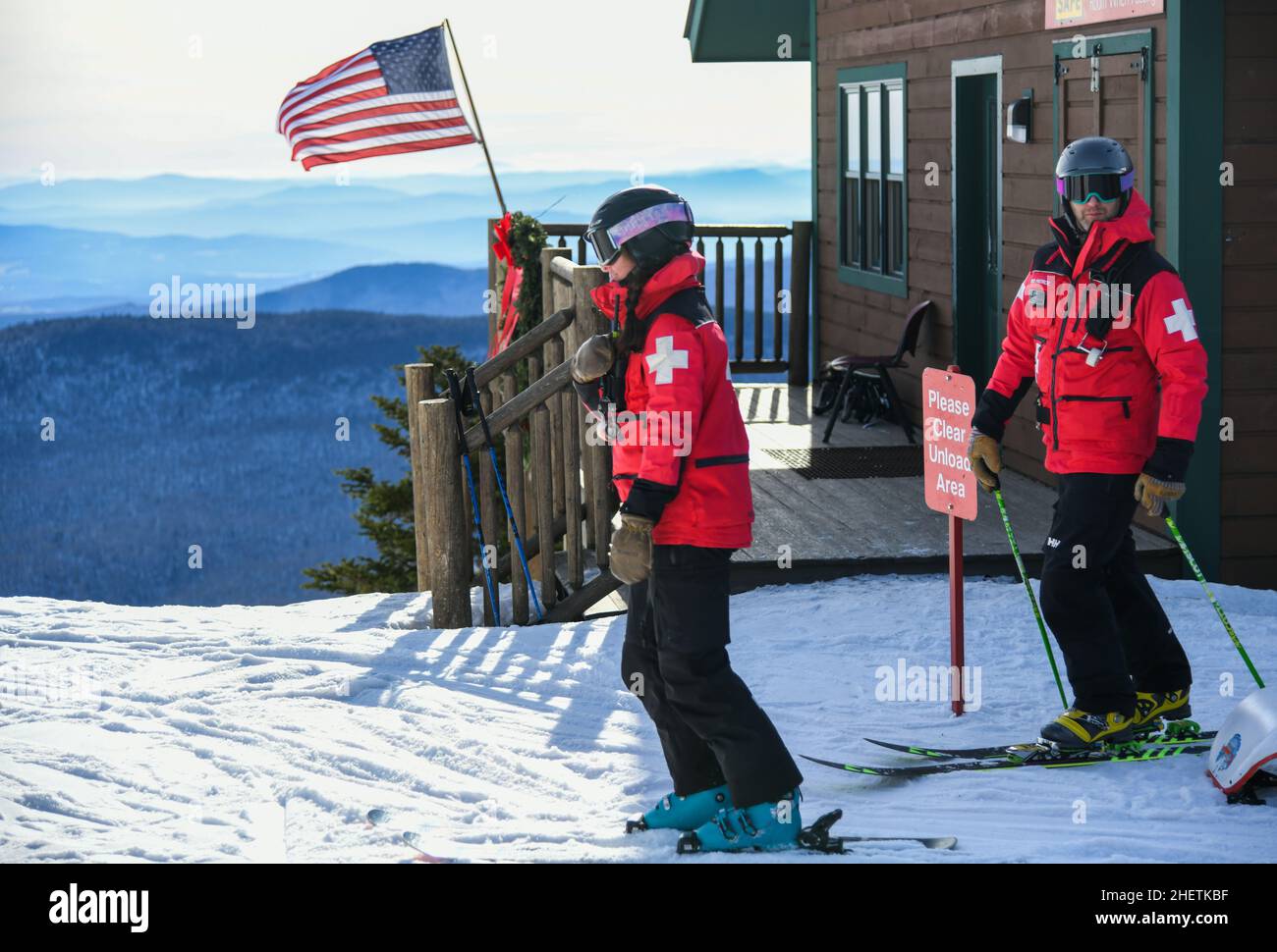 Mount Mansfield Ski Patrol Stowe Mountain Resort, Vermont. Foto Stock