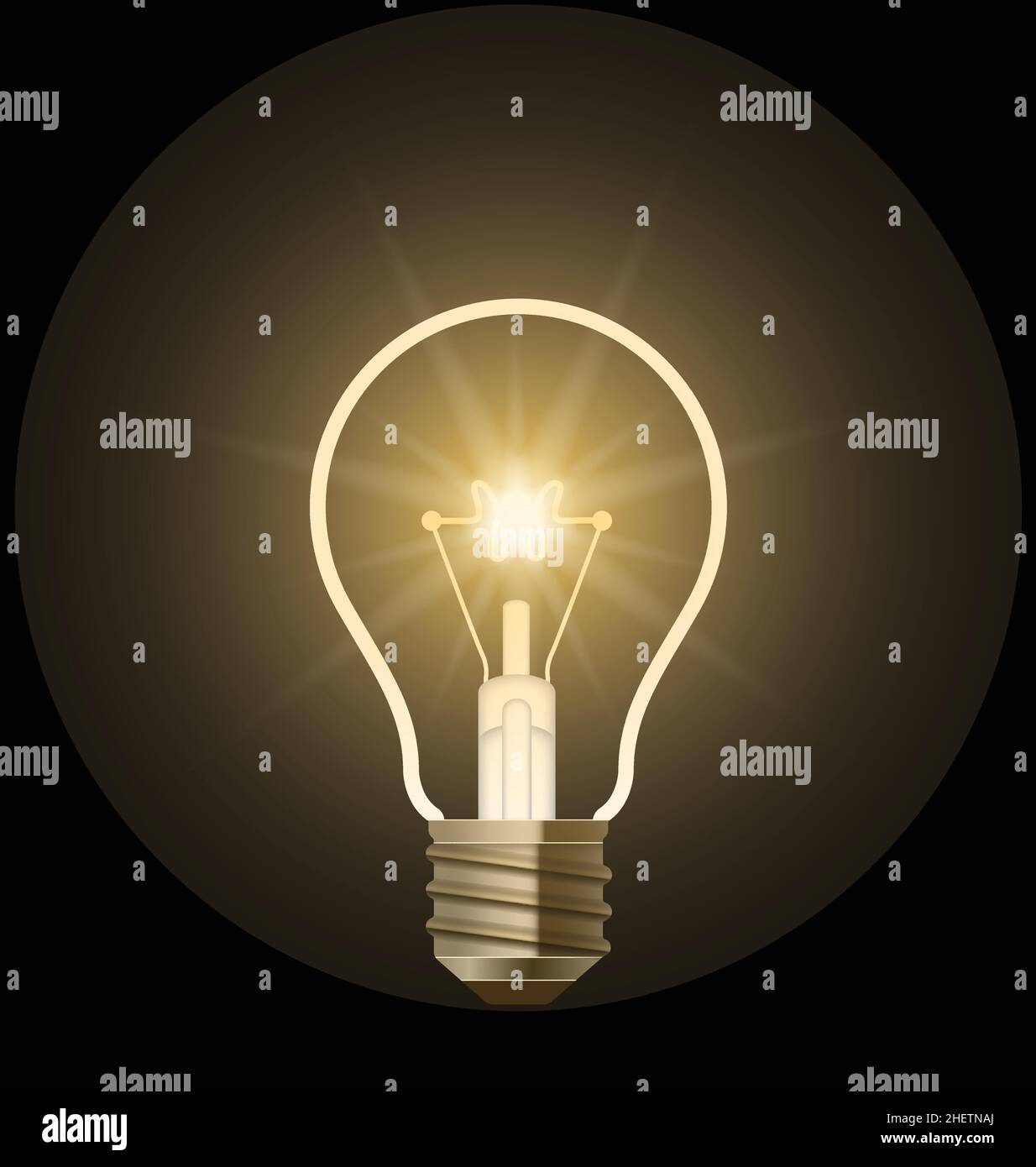 globo di lampadine semi realistiche che illumina la luce calda nel vettore scuro isolato su sfondo bianco Illustrazione Vettoriale