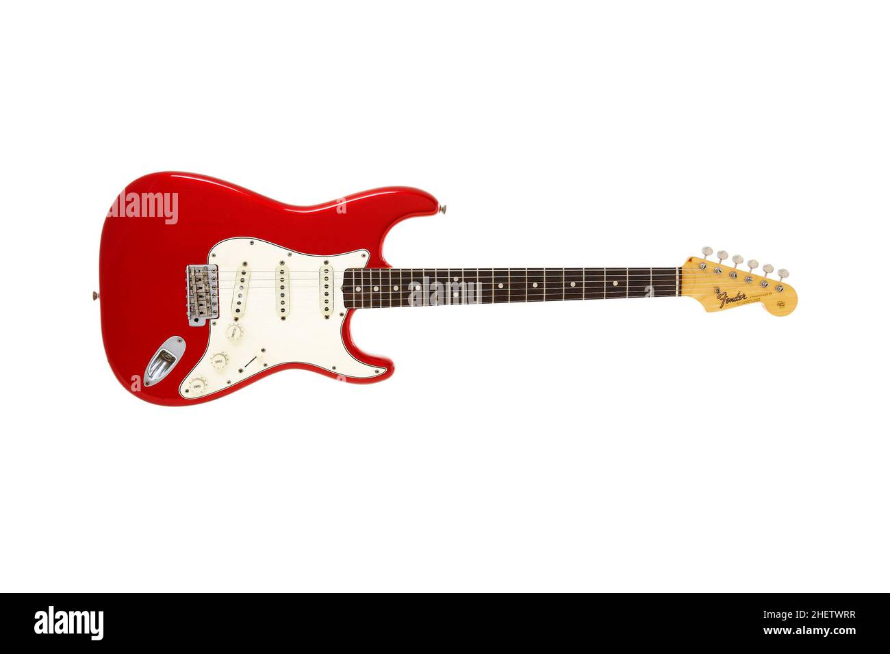 1965 chitarra rossa Fender Stratocaster Candy Apple Foto stock - Alamy