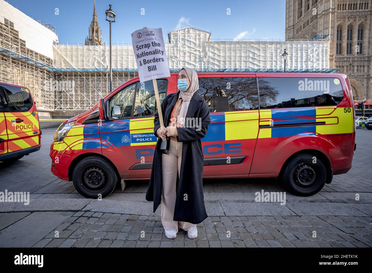 Manifestazione contro la nazionalità e i confini Bill a Westminster, Londra, Regno Unito. Foto Stock